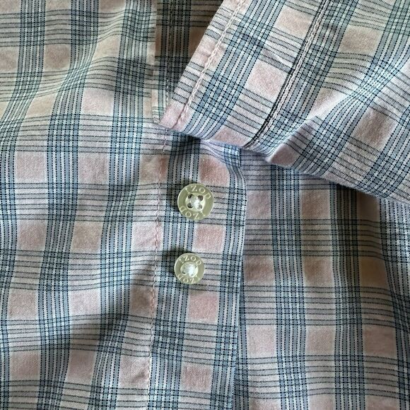 Izod Big Boys Pink/Blue Long Sleeve Button Down Plaid Stretch Shirt Size 18/20 - Picture 4 of 7